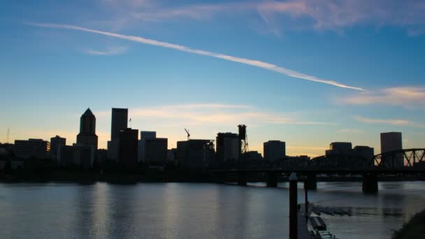 Portland cityscape at dusk — Stock Video