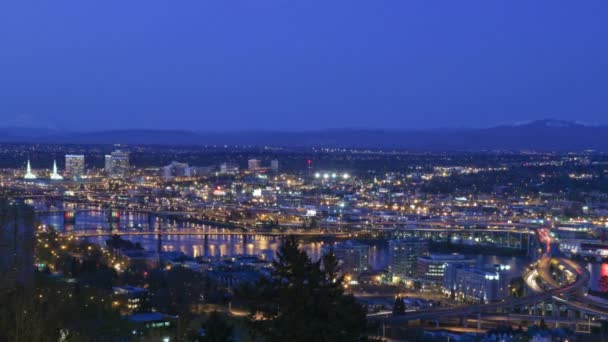 Portland città e ponti durante il tramonto — Video Stock