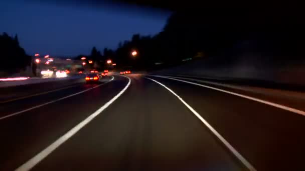 Πόρτλαντ αυτοκινητόδρομος οδήγηση τη νύχτα — Αρχείο Βίντεο
