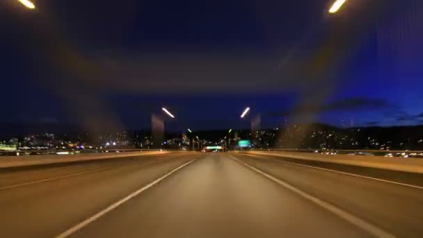 Portland freeway driving at night — Stock Footage Portland freeway driving at night Royalty Free Stock Footage
