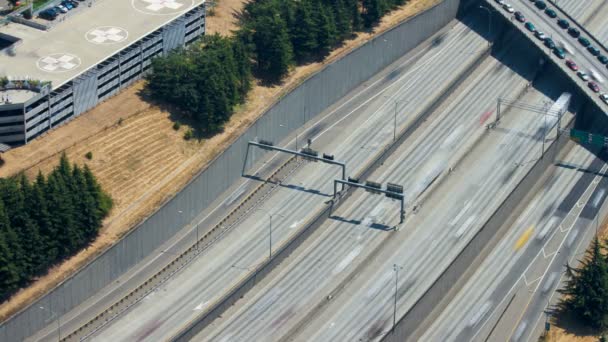 Seattle I-5 traffic from above — ストック動画