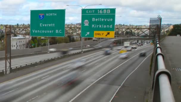 Seattle I-5 motorvägen norrut — Stockvideo
