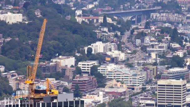 Construcción en el área de South Lake Union en Seattle . — Vídeos de Stock