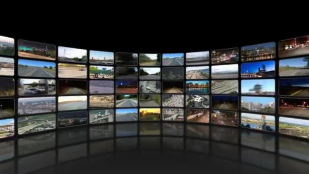 Volare intorno al video wall circolare — Video Stock