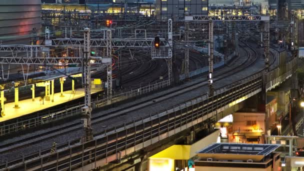 Ginza Tóquio estação ferroviária e comboios . — Vídeo de Stock