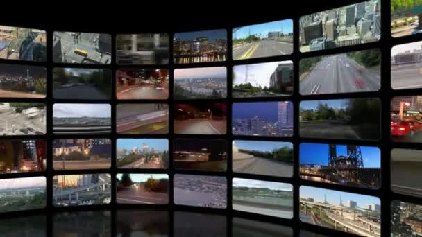 Videowand mit Transportvideos — Stockvideo