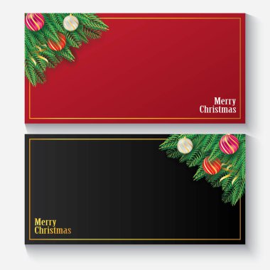 Mutlu Noeller ve mutlu yıllar. Noel Balosu ve Kırmızı ve Siyah Arkaplan Vektörleri Tasarımı.