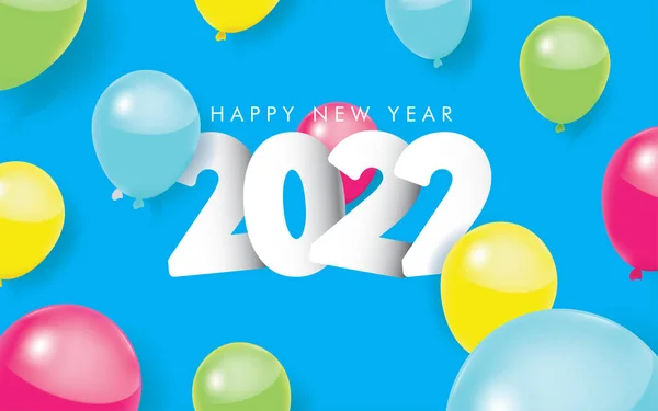 Bonne Année 2022 Salutation Avec Des Ballons Colorés Sur Fond — Image vectorielle