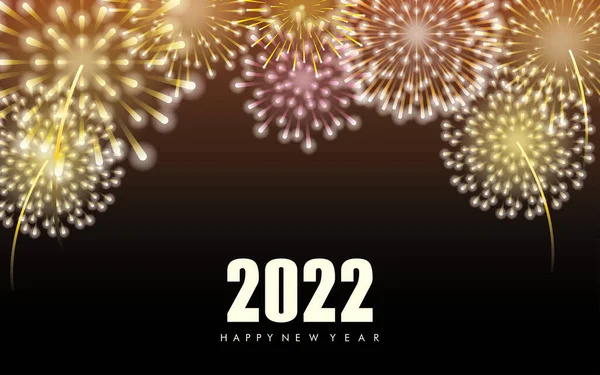 Bonne Année 2022 Salut Avec Feux Artifice Sur Fond Ciel — Image vectorielle