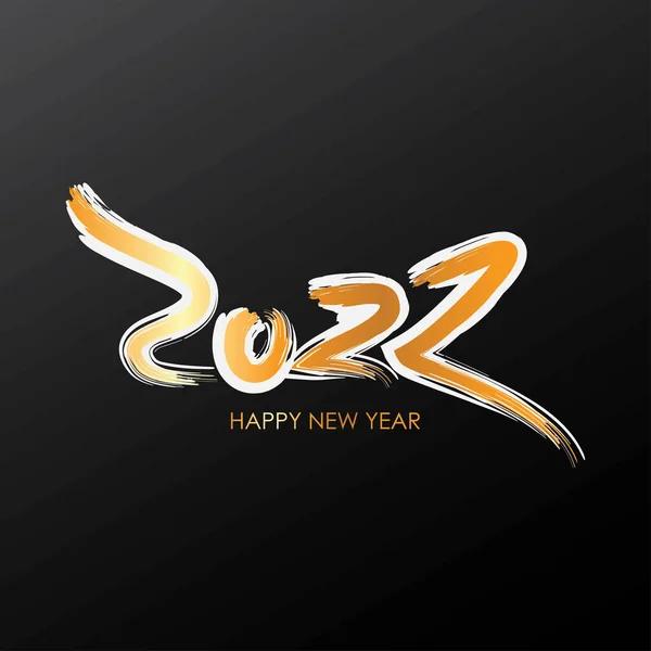 Brushstroke Happy New Year 2022 Greeting Black Background Vector Illustration — Stock Vector