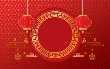 Doğu Çin Altın ve Kırmızı Doku Arkaplan Vektör Tasarımı