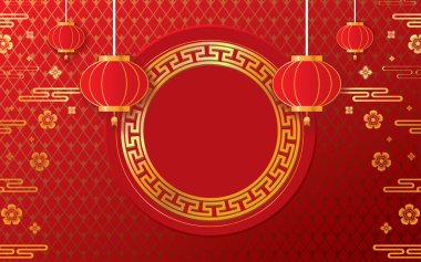 Doğu Çin Altın ve Kırmızı Doku Arkaplan Vektör Tasarımı