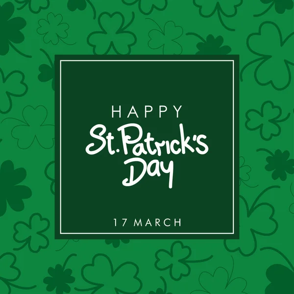 Happy Patricks Day Clovers Green Background Vector Design — Stock Vector