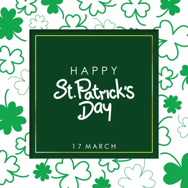 Happy Patricks Day Clovers White Background Vector Design — Stock Vector