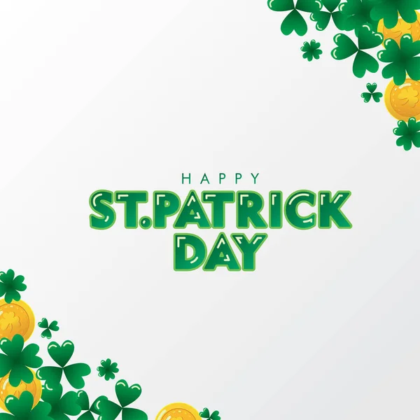 Happy Patricks Day Clovers White Background — Stock Vector