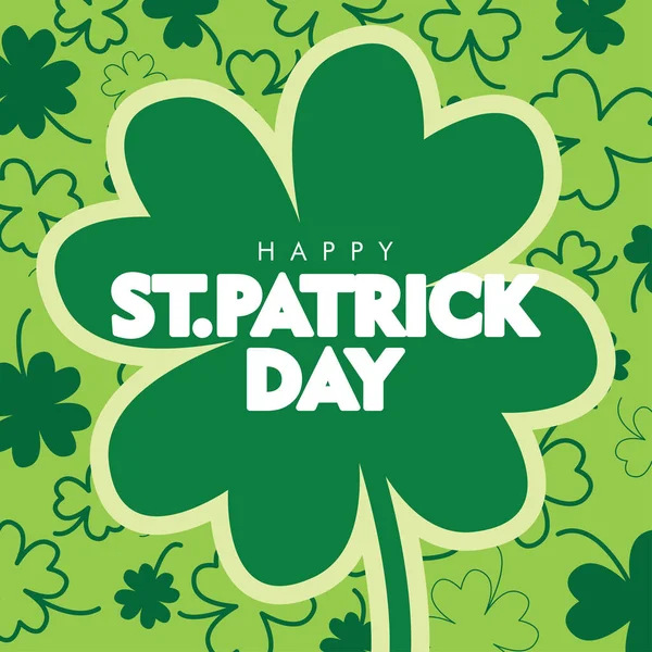 Happy Patricks Day Clovers Green Background — Stock Vector