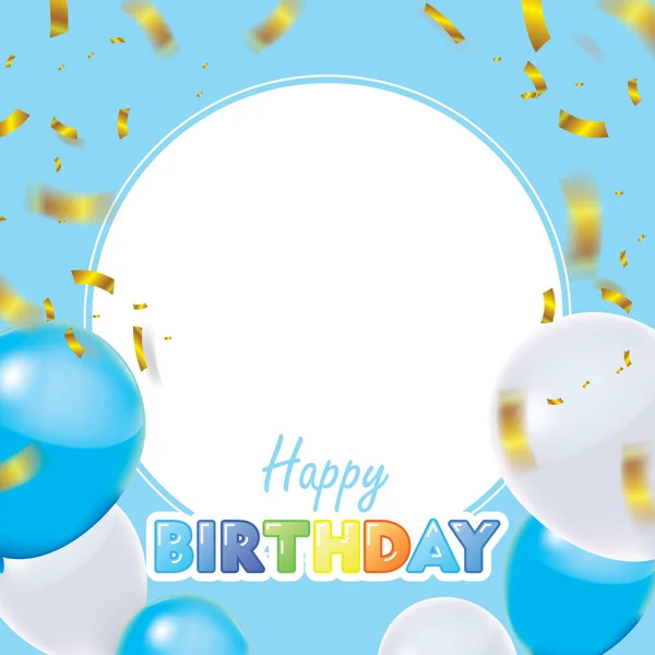 Happy Birthday Greeting Card Blue Frame Background Vector Design — Stockový vektor