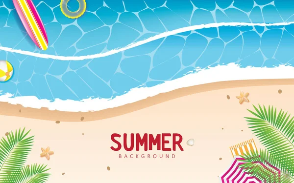 Summer Background Illustration Beach Blue Ocean Waves Summer Vector Design — Stock vektor