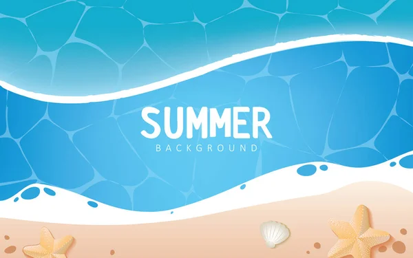 Sommer Hintergrund Illustration Strand Und Blue Ocean Wellen Sommer Vektor — Stockvektor