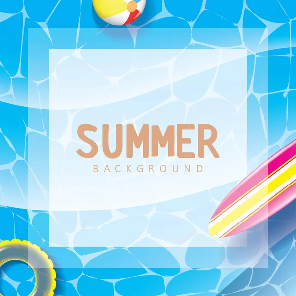 Beach Waves Surfboard Ball Swim Ring Summer Background Vector Design — Stock Vector