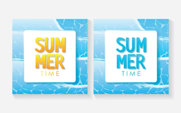 Summer Time Holiday Blue Ocean Background Illustration Set Summer Vector — 스톡 벡터