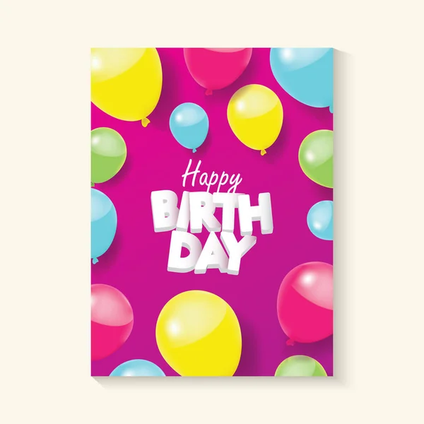 Purple Happy Birthday Colorful Balloon Vector Illustration — Vector de stock