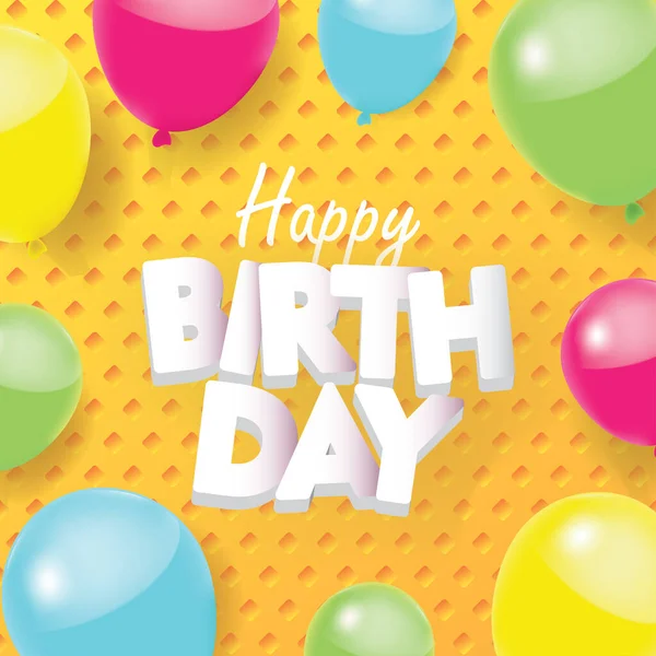 Yellow Happy Birthday Colorful Balloon Vector Illustration — Stockový vektor