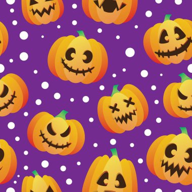 Cadılar Bayramı Balkabağı seamless modeli yüzler