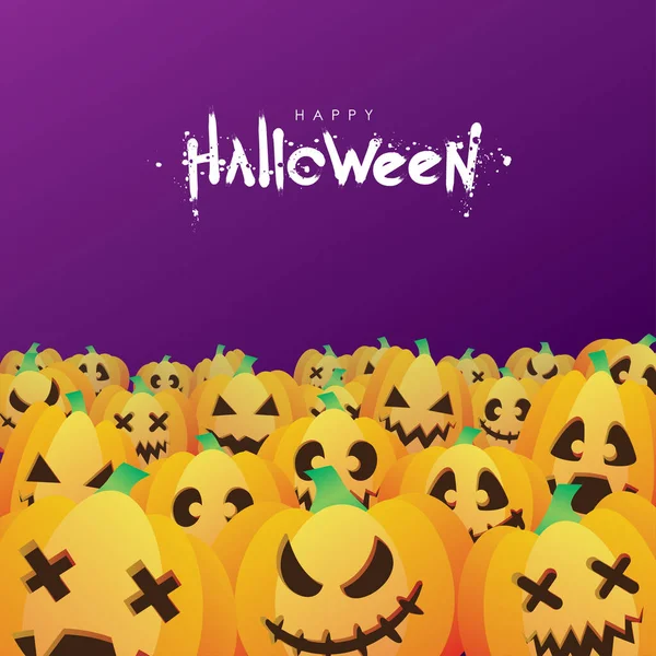Boldog Halloween Köszöntés Sütőtök Arcok Vektor Illusztráció — Stock Vector