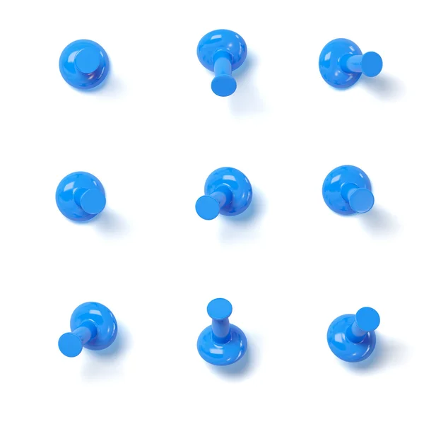 Set of blue push pins — Stock Photo, Image