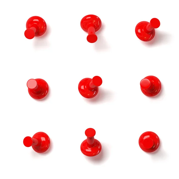 Set kırmızı push Pins — Stok fotoğraf