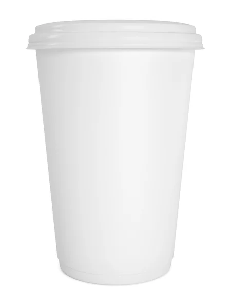 Бумажная чашка кофе на белом фоне — стоковое фото