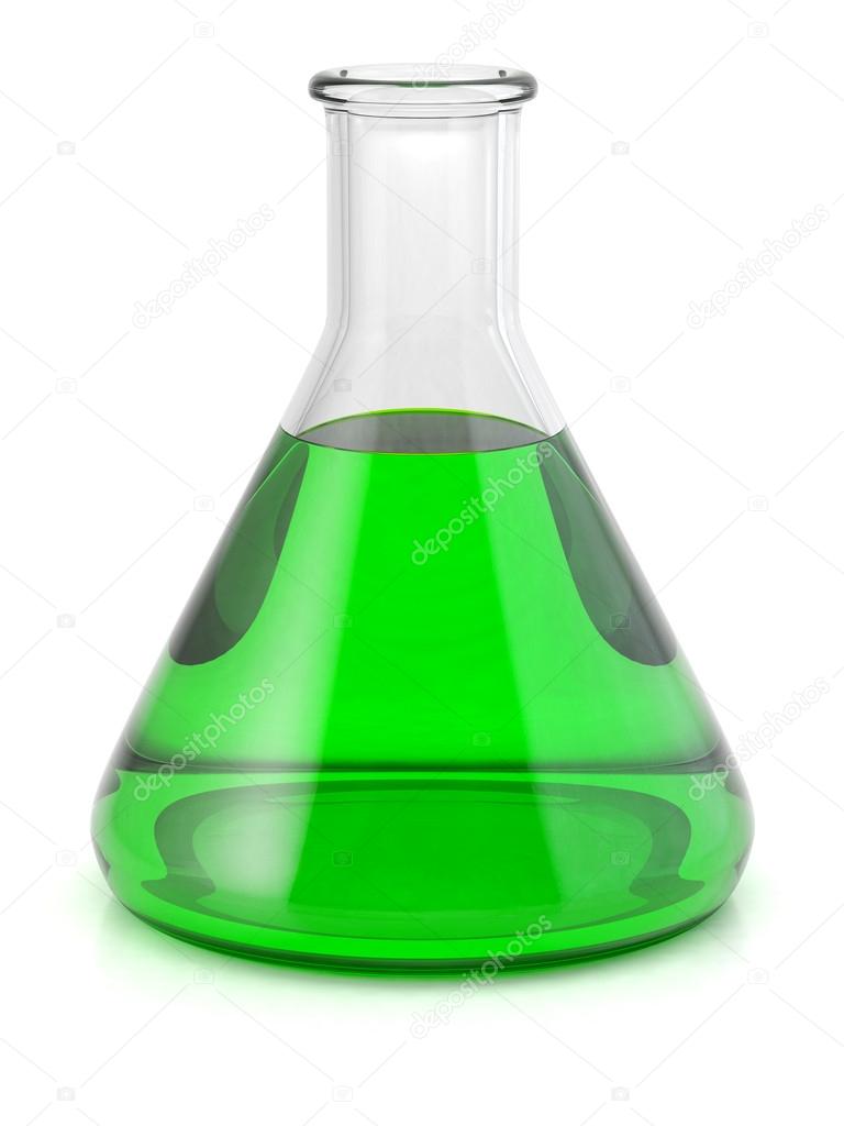 Chemical flask with green liquid
