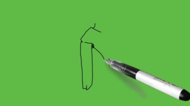 Soyut yeşil ekran arka planda mavi beyaz sari giyen kadını çiz