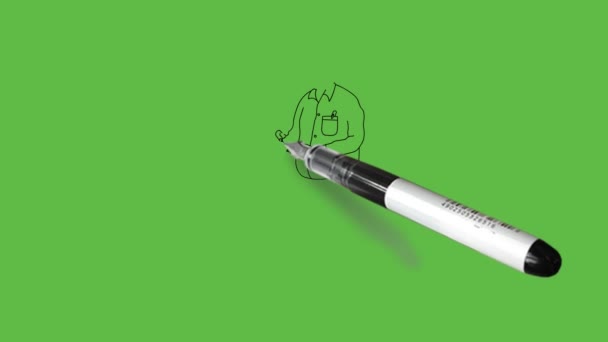 Kreslit Stojící Mladý Technik Drží Ruce Zápisník Pero Zelené Košili — Stock video