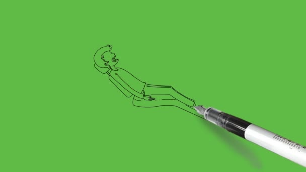 Draw Dental Attendant Examine Patient Abstract Green Background — Stock Video