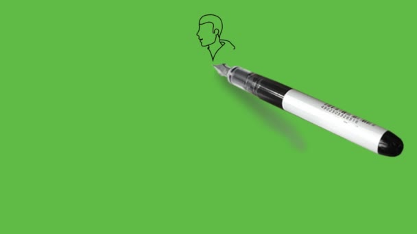 Малювати Стоячого Молодого Хлопчика Тримайте Ліву Руку Кишені Відкрийте Праву — стокове відео