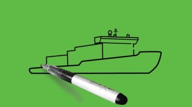 Kırmızı, mavi ve gri renkte helikopterler taşıyan, soyut yeşil arka planda siyah çizgili, düzgün, büyük bir şerit çiziyor.