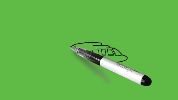 Desen Bun Elicopter Poliție Combinație Culoare Neagră Albastră Fundal Verde — Videoclip de stoc