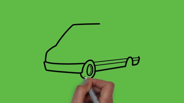 Zeichnung Des Dekants Großes Auto Blauer Und Grauer Farbkombination Mit — Stockvideo