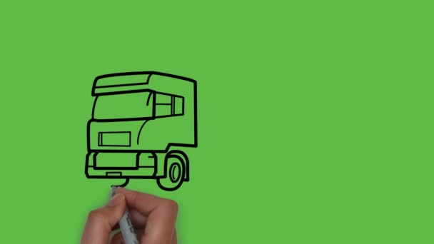 Tekenend Goede Grote Vrachtwagen Met Zwart Blauwe Kleurencombinatie Abstracte Groene — Stockvideo