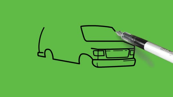 Drawing Decent Star Car Black Blue Colour Combination Abstract Green — Vídeo de stock