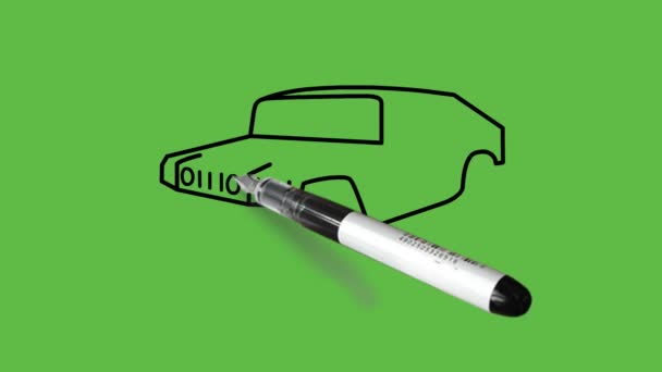 Desenhar Carro Blindado Minúsculo Decente Combinação Cores Cinza Azul Branco — Vídeo de Stock
