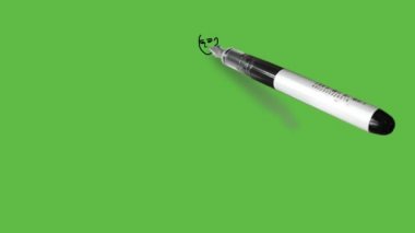 Ayakta duran kızın kollarını dirseğinden bük mavi ve siyah kombinasyonlu sari giyip soyut yeşil ekran arka planında siyah çizgiler çiz.