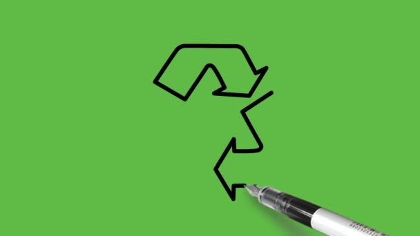 Desenho Triângulo Reciclar Combinação Cor Verde Fundo Verde Abstrato — Vídeo de Stock