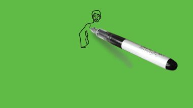 Sarı tişört, mavi pantolon ve soyut yeşil perde arka planında siyah çizgili gri uzun ayakkabılar giyen genç çocuk ellerini kalçasının üstüne koyuyor.