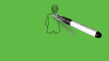 Koyu tenli, ayakta duran beyefendi ellerini arkada, kahverengi ceket, gri pantolon ve soyut yeşil ekran arka planda siyah çizgili kahverengi ayakkabılar giyerek tut.