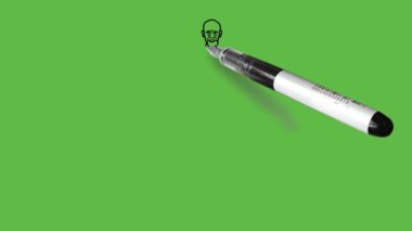 Koyu tenli, yaşlı bir beyefendi elinde sopayla turuncu uzun kurta, kahverengi, daha alçak ve gri çizgili ve soyut yeşil ekran arka planda siyah çizgili ayakkabılar tutuyor.