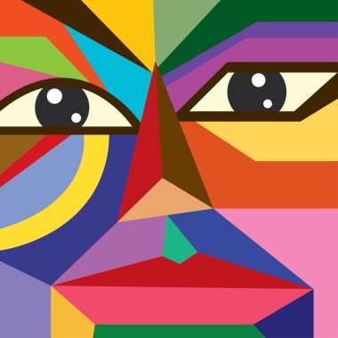 soyut renkli yüzü, çokgen stilini