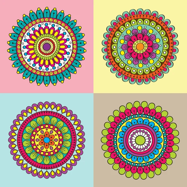Цветной круг индийский вектор узоров, яркий цвет — стоковый вектор